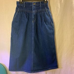 Vintage Lee Denim Skirt High-Waist Calf-Length W9